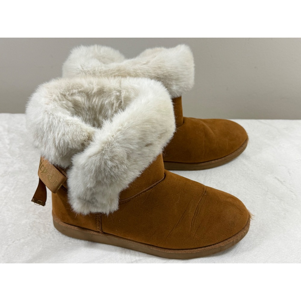 Juicy Couture Women's King Boots Size 10 Brown Faux Fur Bow Y2K Cozy